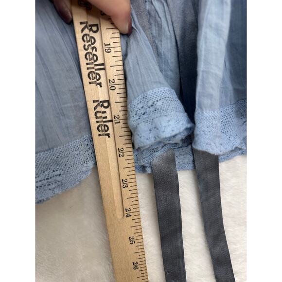 Free People Blue Tie Flowy Top M Beachy Coastal Fairy Festival - Picture 8 of 10